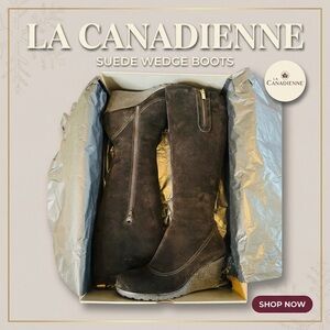 La Canadienne Diane Black suede wedge Boots